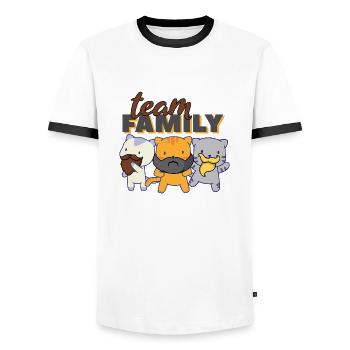 équipe famille chat barbe collègues de travail grand chat - T-shirt contrasté Homme - blanc/noir - Devant - AI Model Female 172 light (172cm) & AI Model Male 178 dark (178cm)