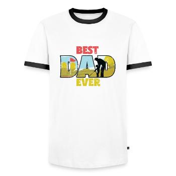 BEST PAPI PAR GOLF IRON GOLFER TEE SAYING MOTIF - Men's Ringer Shirt - white/black - Front - AI Model Female 172 light (172cm) & AI Model Male 178 dark (178cm)