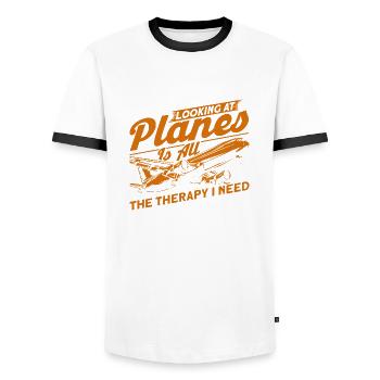 Cadeau d’atterrissage d’avion de pilote d’avion d’avion - T-shirt contrasté Homme - blanc/noir - Devant - AI Model Female 172 light (172cm) & AI Model Male 178 dark (178cm)