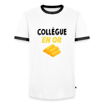 Collègue en Or Précieux Cadeau Pour Collègue - T-shirt contrasté Homme - blanc/noir - Devant - AI Model Female 172 light (172cm) & AI Model Male 178 dark (178cm)