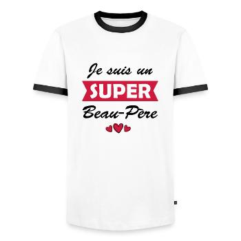 je suis un super beau-père / humour beau-papa - T-shirt contrasté Homme - blanc/noir - Devant - AI Model Female 172 light (172cm) & AI Model Male 178 dark (178cm)