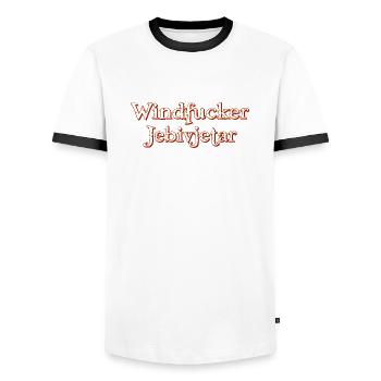 Bosnian fraza Wind fucker LZN Izet Rukfas Combe - Men's Ringer Shirt - white/black - Front - AI Model Female 172 light (172cm) & AI Model Male 178 dark (178cm)