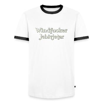 Bosnian fraza Wind fucker LZN Izet Rukfas Combe - Men's Ringer Shirt - white/black - Front - AI Model Female 172 light (172cm) & AI Model Male 178 dark (178cm)