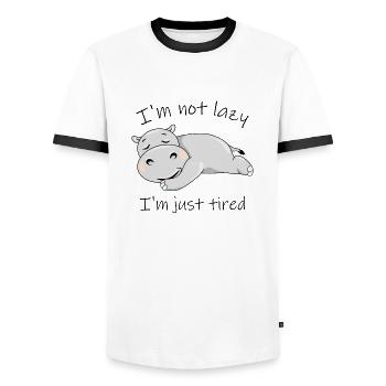 Cute lazy hippo - Men's Ringer Shirt - white/black - Front - AI Model Female 172 light (172cm) & AI Model Male 178 dark (178cm)