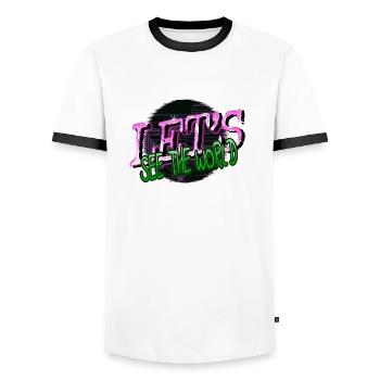 present far away countries jokes statement - Männer Kontrast-T-Shirt - Weiß/Schwarz - Vorne - AI Model Female 172 light (172cm) & AI Model Male 178 dark (178cm)