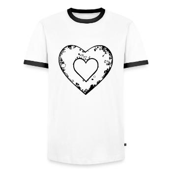 Symbole de coeur Amour Mignons Cœurs Rose Dessin Vecteur - T-shirt contrasté Homme - blanc/noir - Devant - AI Model Female 172 light (172cm) & AI Model Male 178 dark (178cm)