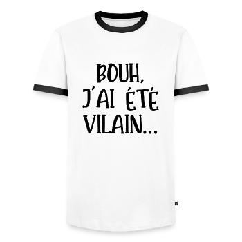 bouh j'ai été vilain - T-shirt contrasté Homme - blanc/noir - Devant - AI Model Female 172 light (172cm) & AI Model Male 178 dark (178cm)