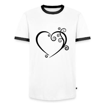Open Heart - creative heart design - Men's Ringer Shirt - white/black - Front - AI Model Female 172 light (172cm) & AI Model Male 178 dark (178cm)