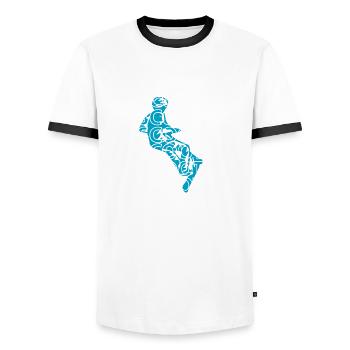 E-Scooter E-Roller Scooter - T-shirt contrasté Homme - blanc/noir - Devant - AI Model Female 172 light (172cm) & AI Model Male 178 dark (178cm)