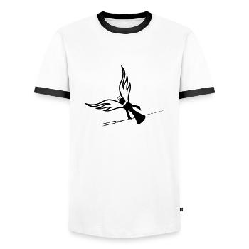 Angel with lance - Men's Ringer Shirt - white/black - Front - AI Model Female 172 light (172cm) & AI Model Male 178 dark (178cm)