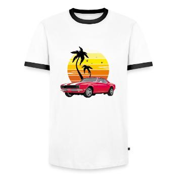 Classic retro red car - Men's Ringer Shirt - white/black - Front - AI Model Female 172 light (172cm) & AI Model Male 178 dark (178cm)