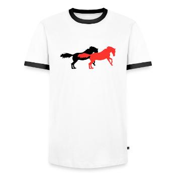 horses - Männer Kontrast-T-Shirt - Weiß/Schwarz - Vorne - AI Model Female 172 light (172cm) & AI Model Male 178 dark (178cm)