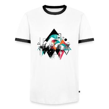 Urban geometry - Men's Ringer Shirt - white/black - Front - AI Model Female 172 light (172cm) & AI Model Male 178 dark (178cm)