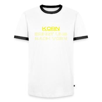 Korn bringt uns nach vorn! - Männer Kontrast-T-Shirt - Weiß/Schwarz - Vorne - AI Model Female 172 light (172cm) & AI Model Male 178 dark (178cm)