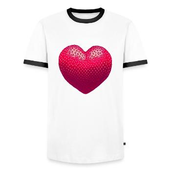 Cœur de fraise - T-shirt contrasté Homme - blanc/noir - Devant - AI Model Female 172 light (172cm) & AI Model Male 178 dark (178cm)
