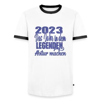 2023 Das Jahr in dem LEGENDEN Abitur machen - Männer Kontrast-T-Shirt - Weiß/Schwarz - Vorne - AI Model Female 172 light (172cm) & AI Model Male 178 dark (178cm)