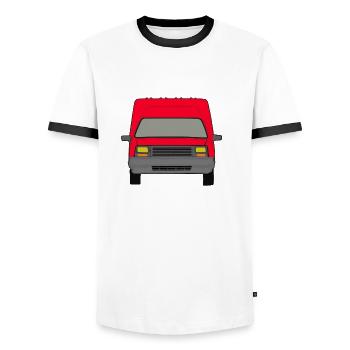 Red French Van - Men's Ringer Shirt - white/black - Front - AI Model Female 172 light (172cm) & AI Model Male 178 dark (178cm)