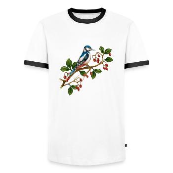 Bunter Vogel - Männer Kontrast-T-Shirt - Weiß/Schwarz - Vorne - AI Model Female 172 light (172cm) & AI Model Male 178 dark (178cm)