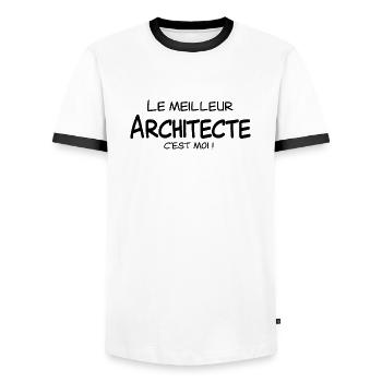 Le meilleur Architecte c'est moi - T-shirt contrasté Homme - blanc/noir - Devant - AI Model Female 172 light (172cm) & AI Model Male 178 dark (178cm)