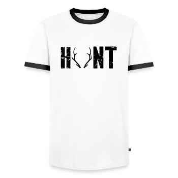 Hunt - Männer Kontrast-T-Shirt - Weiß/Schwarz - Vorne - AI Model Female 172 light (172cm) & AI Model Male 178 dark (178cm)