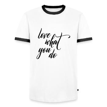 love what you do - Männer Kontrast-T-Shirt - Weiß/Schwarz - Vorne - AI Model Female 172 light (172cm) & AI Model Male 178 dark (178cm)