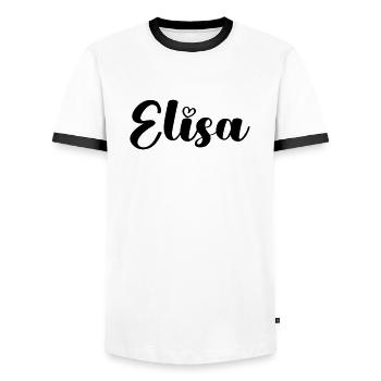 TEST ELISA - T-shirt contrasté Homme - blanc/noir - Devant - AI Model Female 172 light (172cm) & AI Model Male 178 dark (178cm)