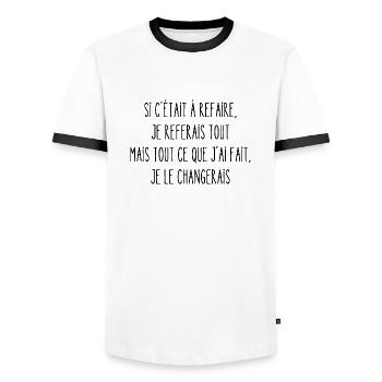 si c'était à refaire - T-shirt contrasté Homme - blanc/noir - Devant - AI Model Female 172 light (172cm) & AI Model Male 178 dark (178cm)