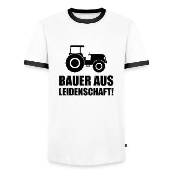 bauer aus leidenschaft - Männer Kontrast-T-Shirt - Weiß/Schwarz - Vorne - AI Model Female 172 light (172cm) & AI Model Male 178 dark (178cm)