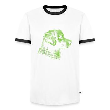 NOVA SCOTIA DUCK TOLLING RETRIEVER Porträt grün - Männer Kontrast-T-Shirt - Weiß/Schwarz - Vorne - AI Model Female 172 light (172cm) & AI Model Male 178 dark (178cm)