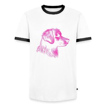 NOVA SCOTIA DUCK TOLLING RETRIEVER Porträt rosa - Männer Kontrast-T-Shirt - Weiß/Schwarz - Vorne - AI Model Female 172 light (172cm) & AI Model Male 178 dark (178cm)