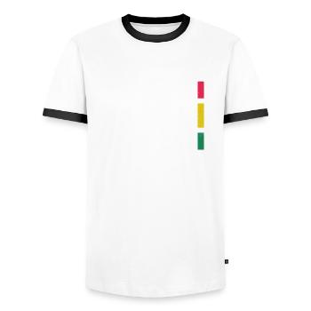 Reggae Musik Rastafari Jamaika - Männer Kontrast-T-Shirt - Weiß/Schwarz - Vorne - AI Model Female 172 light (172cm) & AI Model Male 178 dark (178cm)
