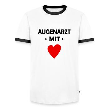 Augenarzt mit Herz - Männer Kontrast-T-Shirt - Weiß/Schwarz - Vorne - AI Model Female 172 light (172cm) & AI Model Male 178 dark (178cm)