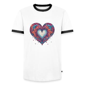 Heart psychedelic - Men's Ringer Shirt - white/black - Front - AI Model Female 172 light (172cm) & AI Model Male 178 dark (178cm)