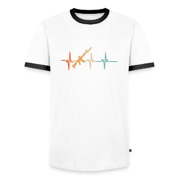 Heartbeat Gekreuzte Gewehre - Männer Kontrast-T-Shirt - Weiß/Schwarz - Vorne - AI Model Female 172 light (172cm) & AI Model Male 178 dark (178cm)