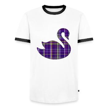 Schwan - Männer Kontrast-T-Shirt - Weiß/Schwarz - Vorne - AI Model Female 172 light (172cm) & AI Model Male 178 dark (178cm)