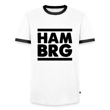 hamburg - Männer Kontrast-T-Shirt - Weiß/Schwarz - Vorne - AI Model Female 172 light (172cm) & AI Model Male 178 dark (178cm)