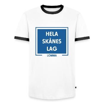 Toute l’équipe de Skåne, Lomma Malmö - T-shirt contrasté Homme - blanc/noir - Devant - AI Model Female 172 light (172cm) & AI Model Male 178 dark (178cm)