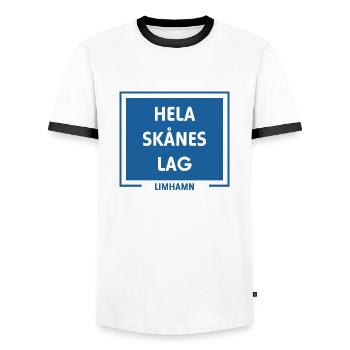 Hela Skånes Lag Limhamn Malmö - T-shirt contrasté Homme - blanc/noir - Devant - AI Model Female 172 light (172cm) & AI Model Male 178 dark (178cm)