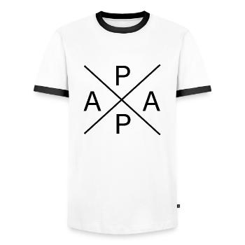 Papa geworden - Männer Kontrast-T-Shirt - Weiß/Schwarz - Vorne - AI Model Female 172 light (172cm) & AI Model Male 178 dark (178cm)