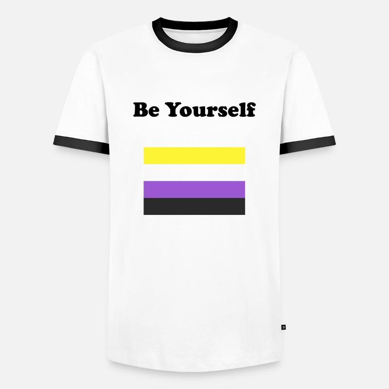 Non Binary Flag Be Yourself - Men's Ringer Shirt - white/black
