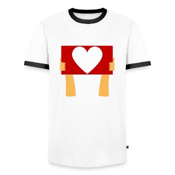 Declaration of Love Sign - Men's Ringer Shirt - white/black - Front - AI Model Female 172 light (172cm) & AI Model Male 178 dark (178cm)