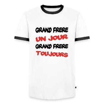 GRAND FRERE - T-shirt contrasté Homme - blanc/noir - Devant - AI Model Female 172 light (172cm) & AI Model Male 178 dark (178cm)