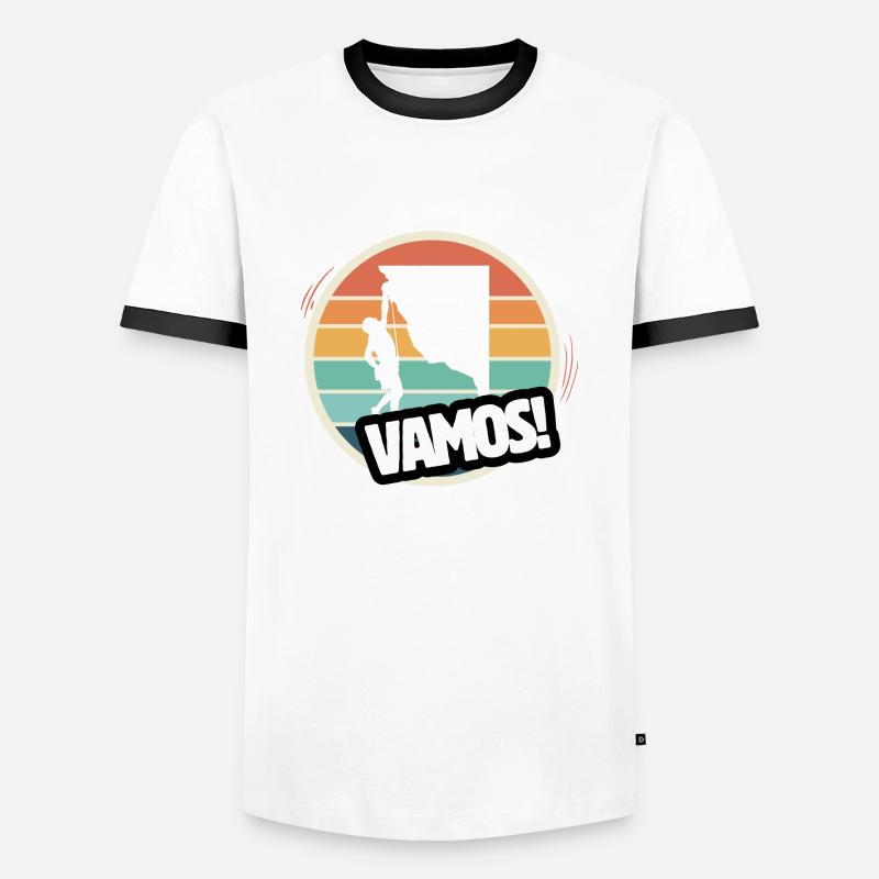 Vamos Retro Klettern - Männer Kontrast-T-Shirt - Weiß/Schwarz