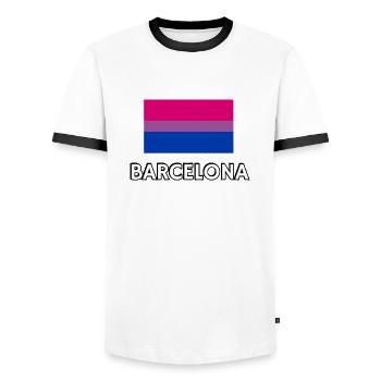 Bi Pride Flag Barcelona - Men's Ringer Shirt - white/black - Front - AI Model Female 172 light (172cm) & AI Model Male 178 dark (178cm)