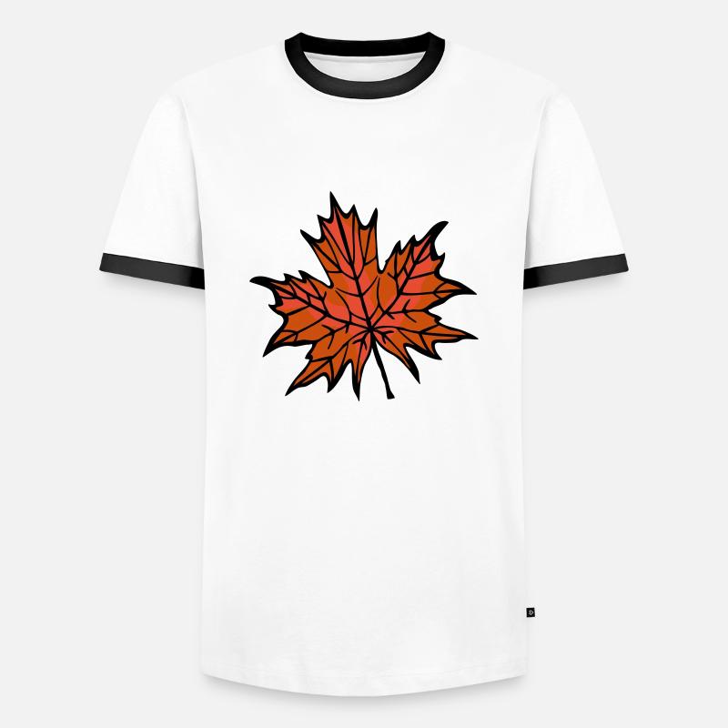 herbstblatt 2 - Männer Kontrast-T-Shirt - Weiß/Schwarz