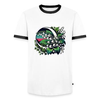 Lily of the Valley - Men's Ringer Shirt - white/black - Front - AI Model Female 172 light (172cm) & AI Model Male 178 dark (178cm)