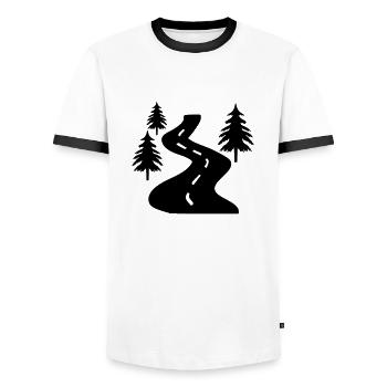 Path Trees - Men's Ringer Shirt - white/black - Front - AI Model Female 172 light (172cm) & AI Model Male 178 dark (178cm)