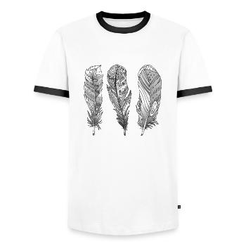 Stylo - T-shirt contrasté Homme - blanc/noir - Devant - AI Model Female 172 light (172cm) & AI Model Male 178 dark (178cm)