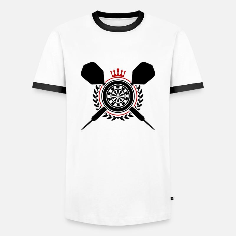 Darts Dartpfeil Dartscheibe - Männer Kontrast-T-Shirt - Weiß/Schwarz