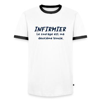 KRANKENSCHWESTER KRANKENSCHWESTER DOKTOR HUMOR DRÖLES P - Männer Kontrast-T-Shirt - Weiß/Schwarz - Vorne - AI Model Female 172 light (172cm) & AI Model Male 178 dark (178cm)